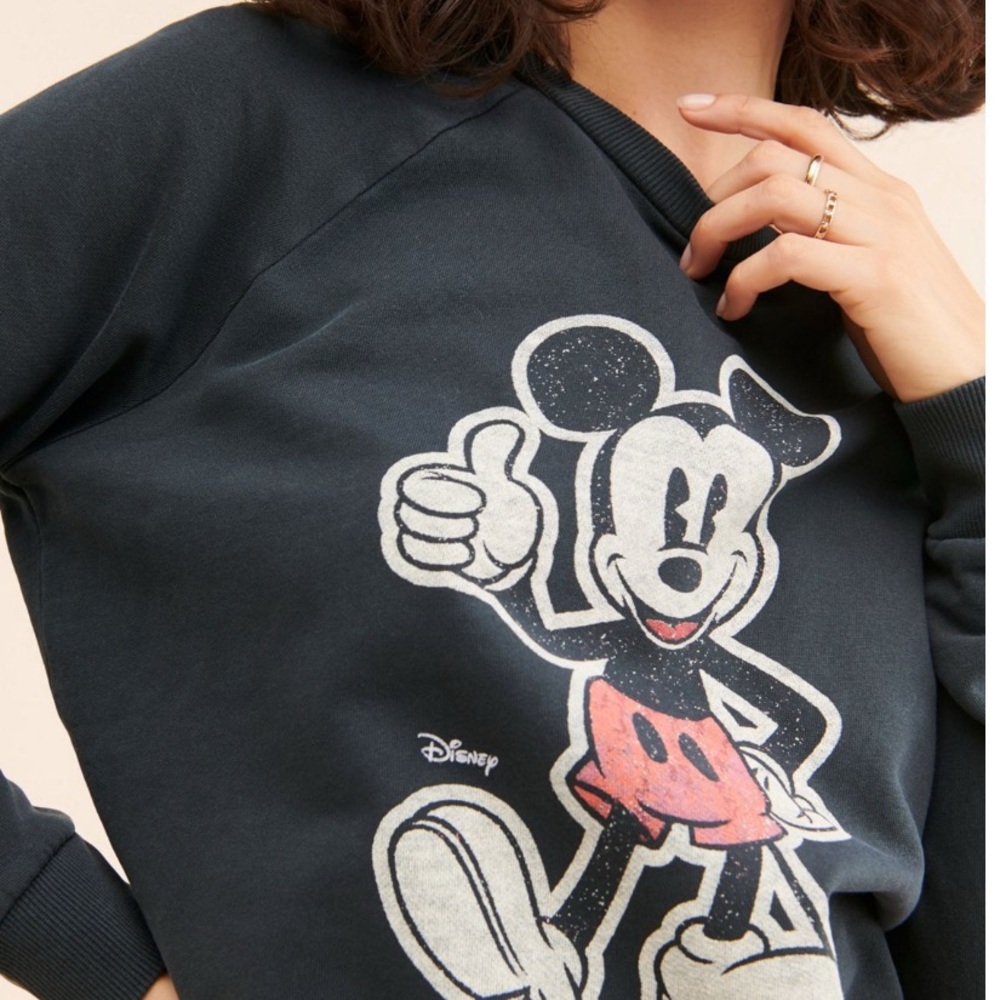 Free People x Junk Food Collab Mickey Mouse Large Black Sweatshirt VGUC - Picture 3 of 10